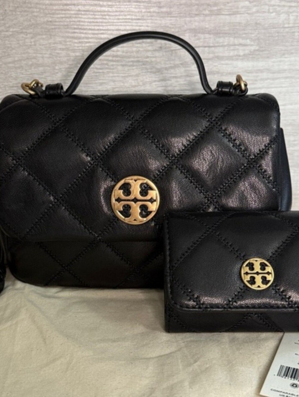 Tory Burch Willa Mini Top Handle Bag paired with the Tory Burch Willa Wallet
